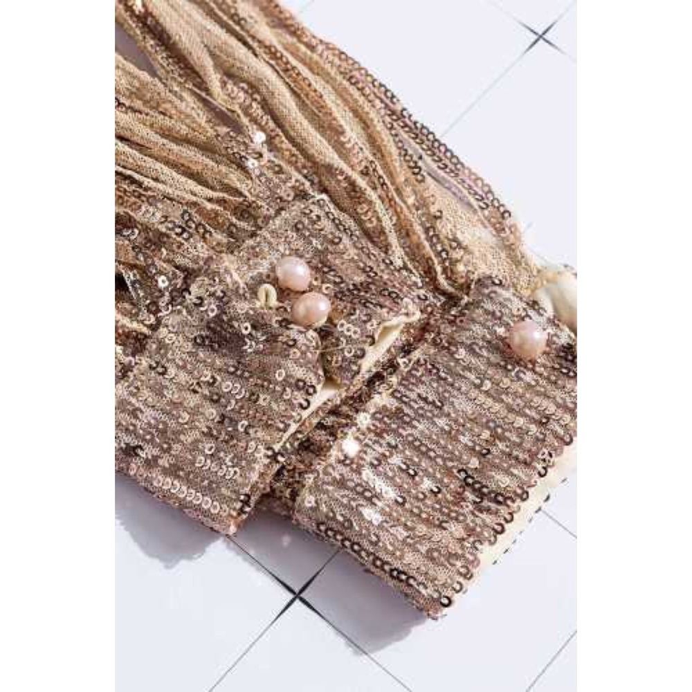 Apricot Ombré Sequin Tassel-Sleeve Dress Size S, M, L, XL - Picture 5 of 6